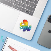 Sticker Octopus avec arc-en-ciel (Ordinateur portable avec iPhone)