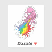 Sticker Octopus avec arc-en-ciel (Feuille)