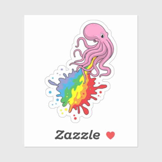 Sticker Octopus avec arc-en-ciel (Feuille)