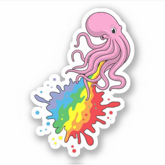 Sticker Octopus avec arc-en-ciel (Devant)