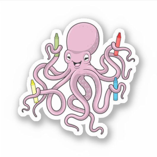 Sticker Octopus avec Crayon (Devant)