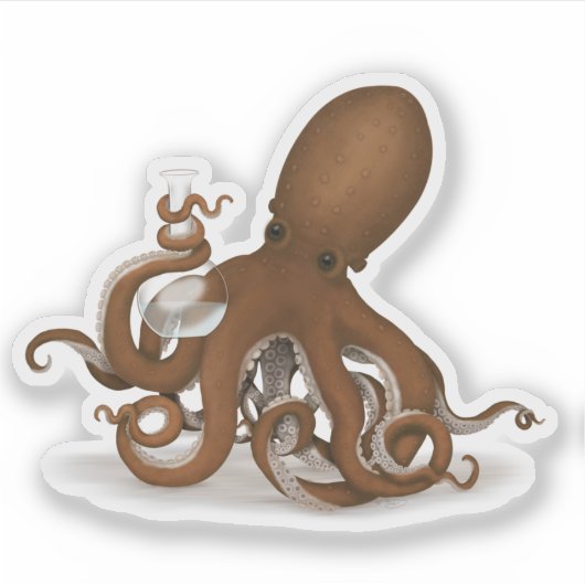 Sticker Octopus avec Lab Flask Science Chimie Steampunk (Devant)