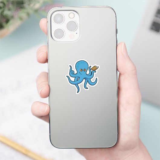 Sticker Octopus avec livre (Téléphone)