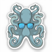 Sticker Octopus avec lunettes de soleil (Recto)