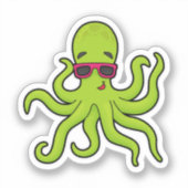 Sticker Octopus avec lunettes de soleil (Recto)