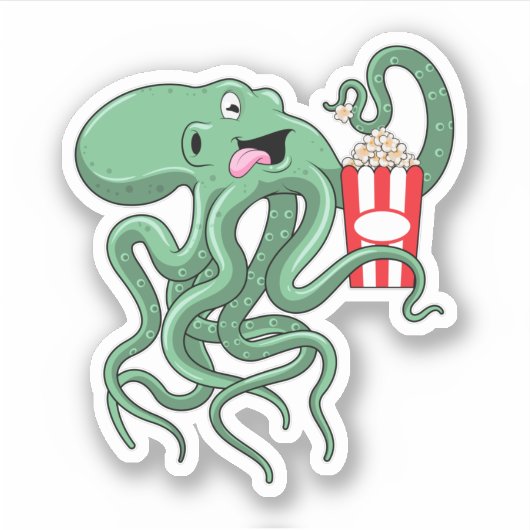 Sticker Octopus avec Popcorn (Devant)