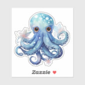 Sticker octopus bleu aquarelle (Feuille)