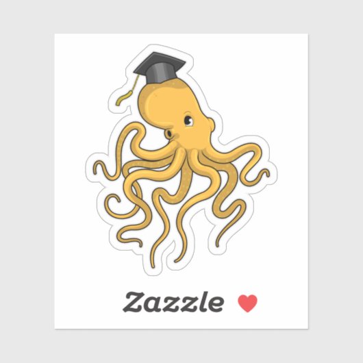 Sticker Octopus comme étudiant avec diplôme (Feuille)