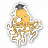 Sticker Octopus comme étudiant avec diplôme (Devant)