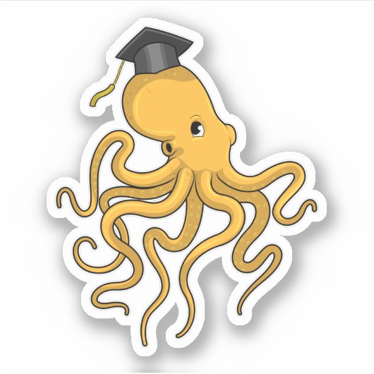 Sticker Octopus comme étudiant avec diplôme (Devant)