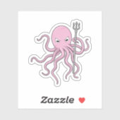 Sticker Octopus en tant qu'assistant avec Trident (Feuille)