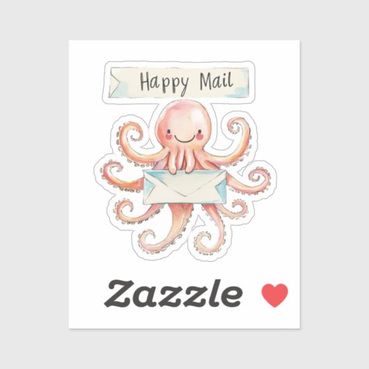 Sticker Octopus, Happy Mail, (Feuille)