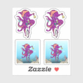 Sticker Octopus Monter un monocycle (Feuille)