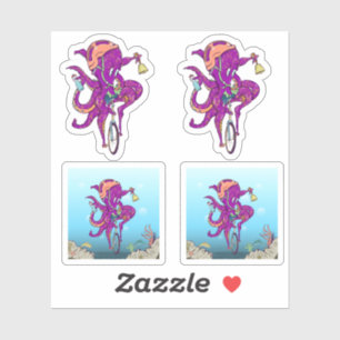 Sticker Octopus Monter un monocycle