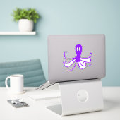 Sticker Octopus pourpre (Ordinateur portable sur le bureau)