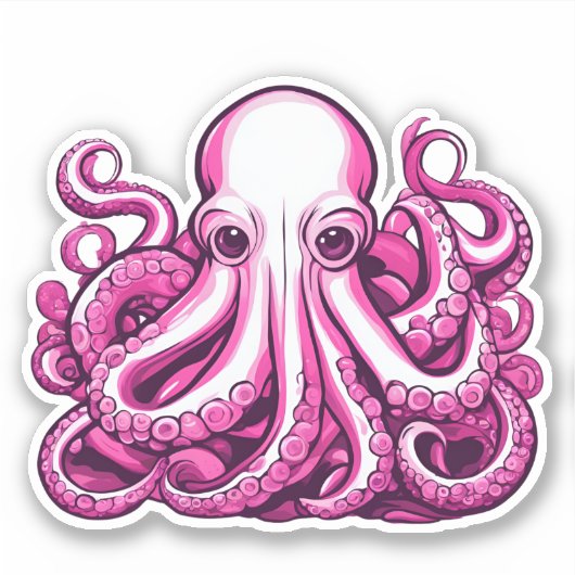 Sticker Octopus rose (Devant)