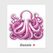 Sticker Octopus rose (Feuille)
