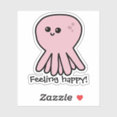 Sticker Octopus Se Sentent Bonne Humeur Rose (Feuille)