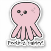 Sticker Octopus Se Sentent Bonne Humeur Rose (Devant)