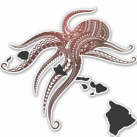 STICKER OCTOPUS TRIBAL POLYNÉSIEN HAWAII ÎLES (Devant)