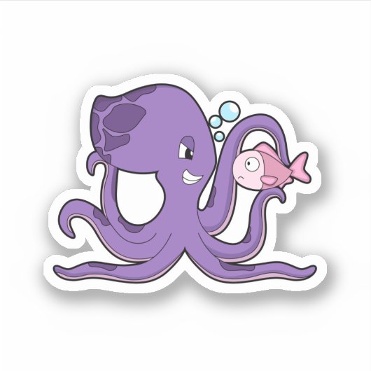 Sticker Octopus with Fish (Devant)