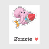 Sticker Octopus with Rocket (Feuille)
