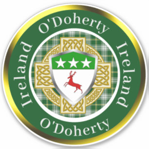 Sticker O'Doherty Irish Shield/Celtic Cross Personnalisé