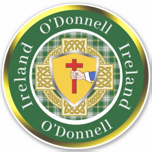 Sticker O'Donnell Irish Shield/Celtic Cross Personnalisé (Devant)