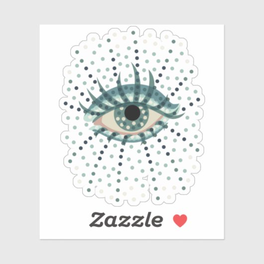 Sticker Oeil Bleu Étrange Avec Points Art Psychédélique Ab (Feuille)