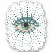 Sticker Oeil Bleu Étrange Avec Points Art Psychédélique Ab (Devant)