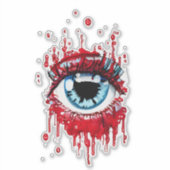Sticker Oeil bleu goutte sang horreur art (Devant)