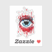 Sticker Oeil bleu goutte sang horreur art (Feuille)