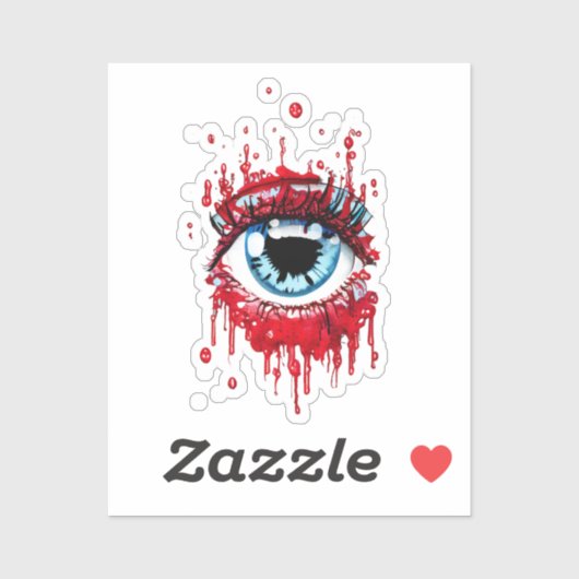 Sticker Oeil bleu goutte sang horreur art (Feuille)