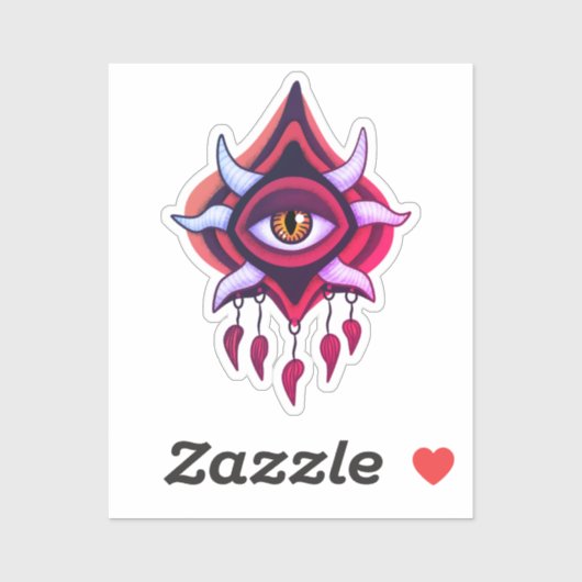 Sticker Oeil Démon Violet - Art Occulte Gothique (Feuille)