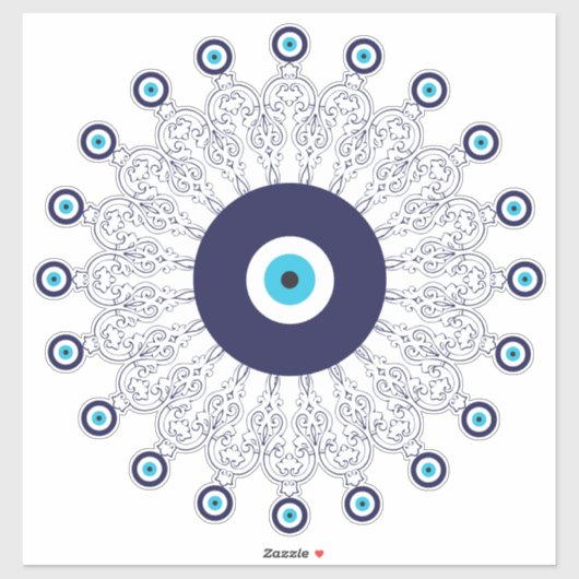 Sticker Œil Maléfique Motif Mandala Bohème Méditerranéen (Feuille)