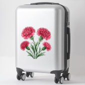 Sticker Œillets roses vibrants avec des tiges vertes (Sur valise)