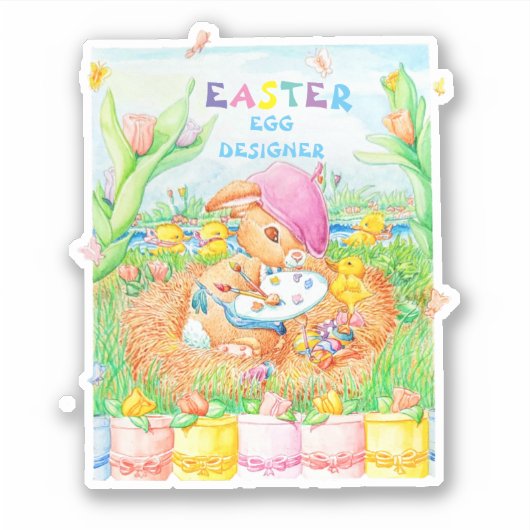 Sticker OEufs conçus en couleur de Pâques. (Devant)