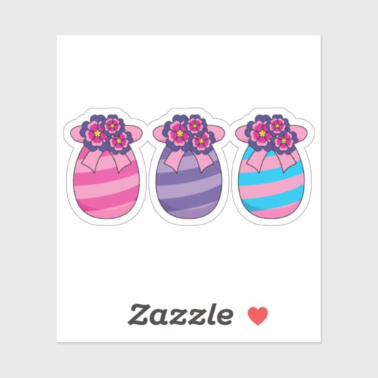 Sticker Œufs de Pâques avec Fleurs et Ruban (Feuille)