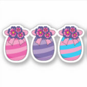 Sticker Œufs de Pâques avec Fleurs et Ruban (Devant)