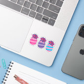 Sticker Œufs de Pâques avec Fleurs et Ruban (Ordinateur portable avec iPhone)