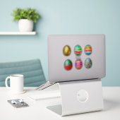 Sticker Oeufs de Pâques colorés (Ordinateur portable sur le bureau)