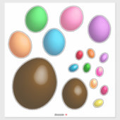 Sticker Oeufs de Pâques multicolores et haricots (Feuille)