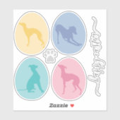 Sticker OEufs de Pâques Pastel Italien Greyhound Set Amour (Feuille)