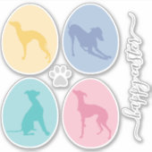 Sticker OEufs de Pâques Pastel Italien Greyhound Set Amour (Devant)