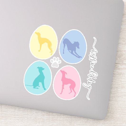 Sticker OEufs de Pâques Pastel Italien Greyhound Set Amour (Détail)