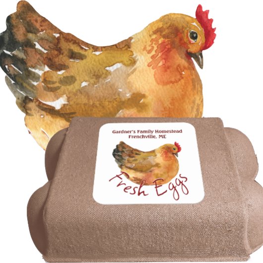 Sticker OEUFS FRAIS avec aquarelle