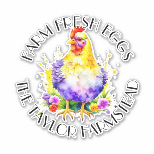 Sticker Oeufs frais de ferme | Personnalisé (Devant)
