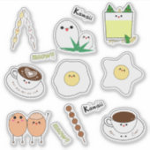 Sticker Œufs Kawaii & Café (Devant)