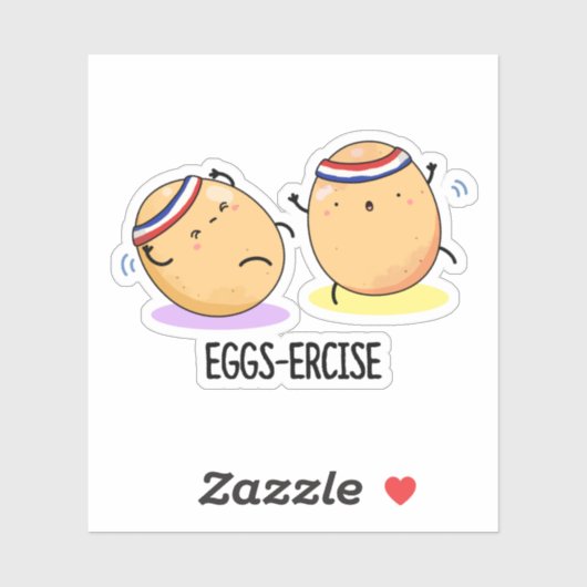 Sticker Oeufs Percer Funny Aerobic Eggs Pun (Feuille)