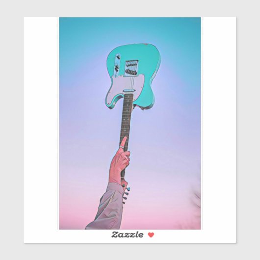 Sticker OEuvre classique de guitare (Feuille)